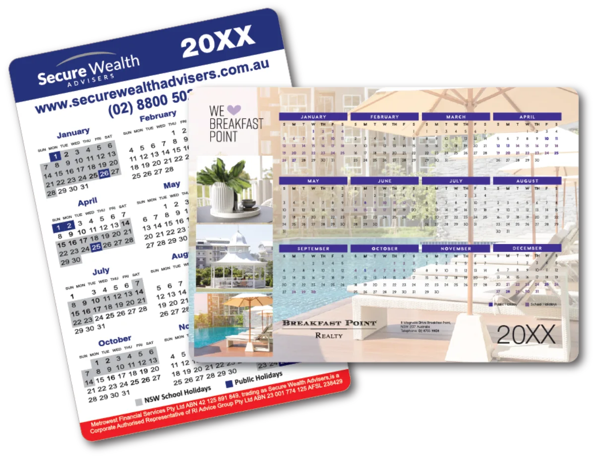 A6 — Calendar fridge magnets