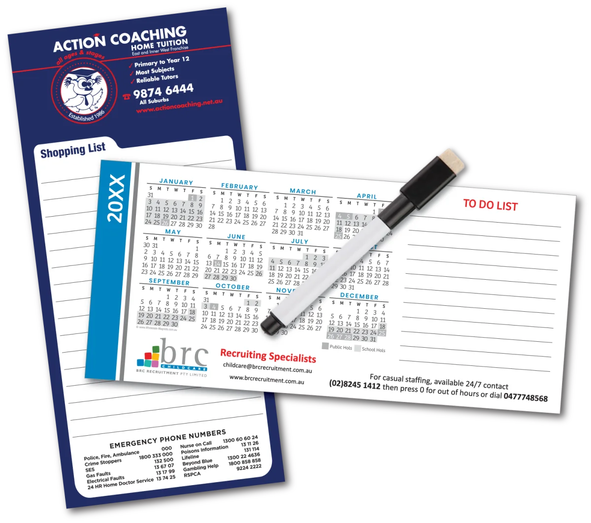 Standard DL With Markers — Shopping list and to-do list magnets