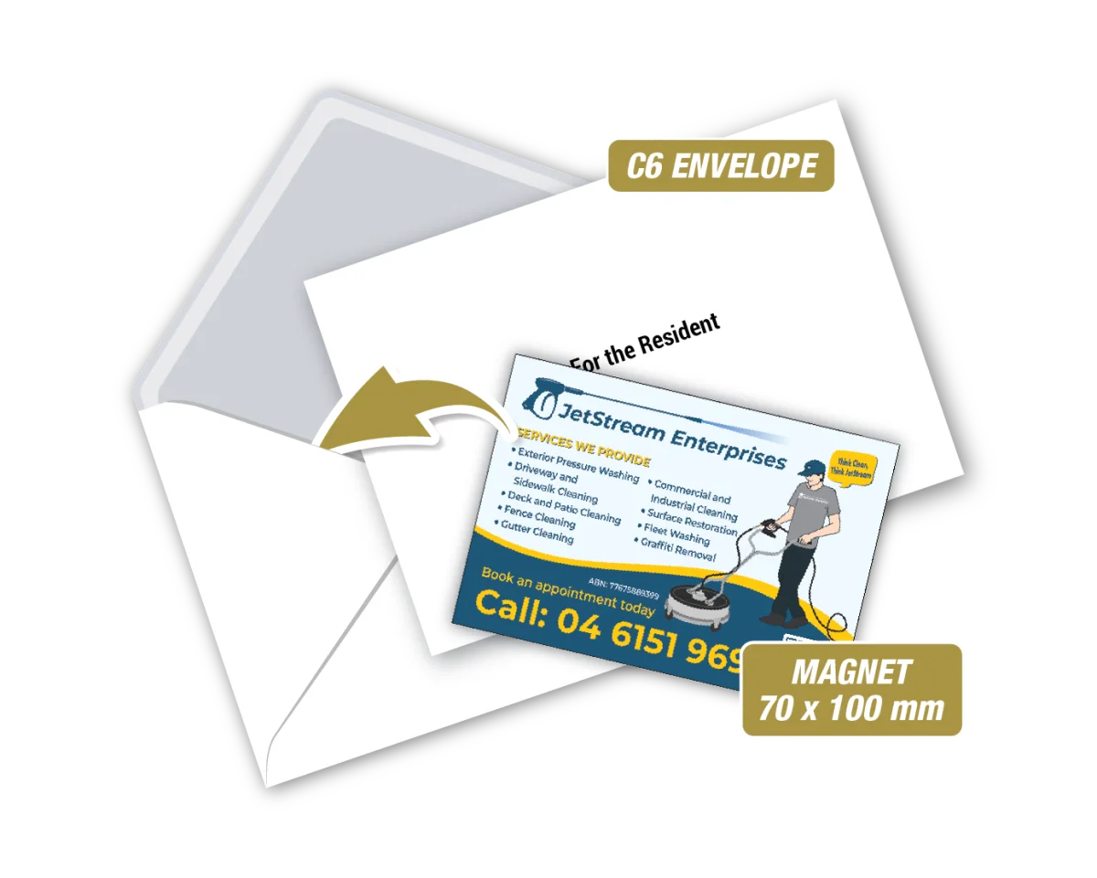 A7 Magnet With Envelope — Fridge magnets for carpet cleaners