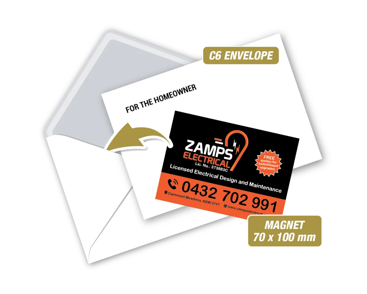 A7 Magnet With Envelope — Fridge magnets for electricians