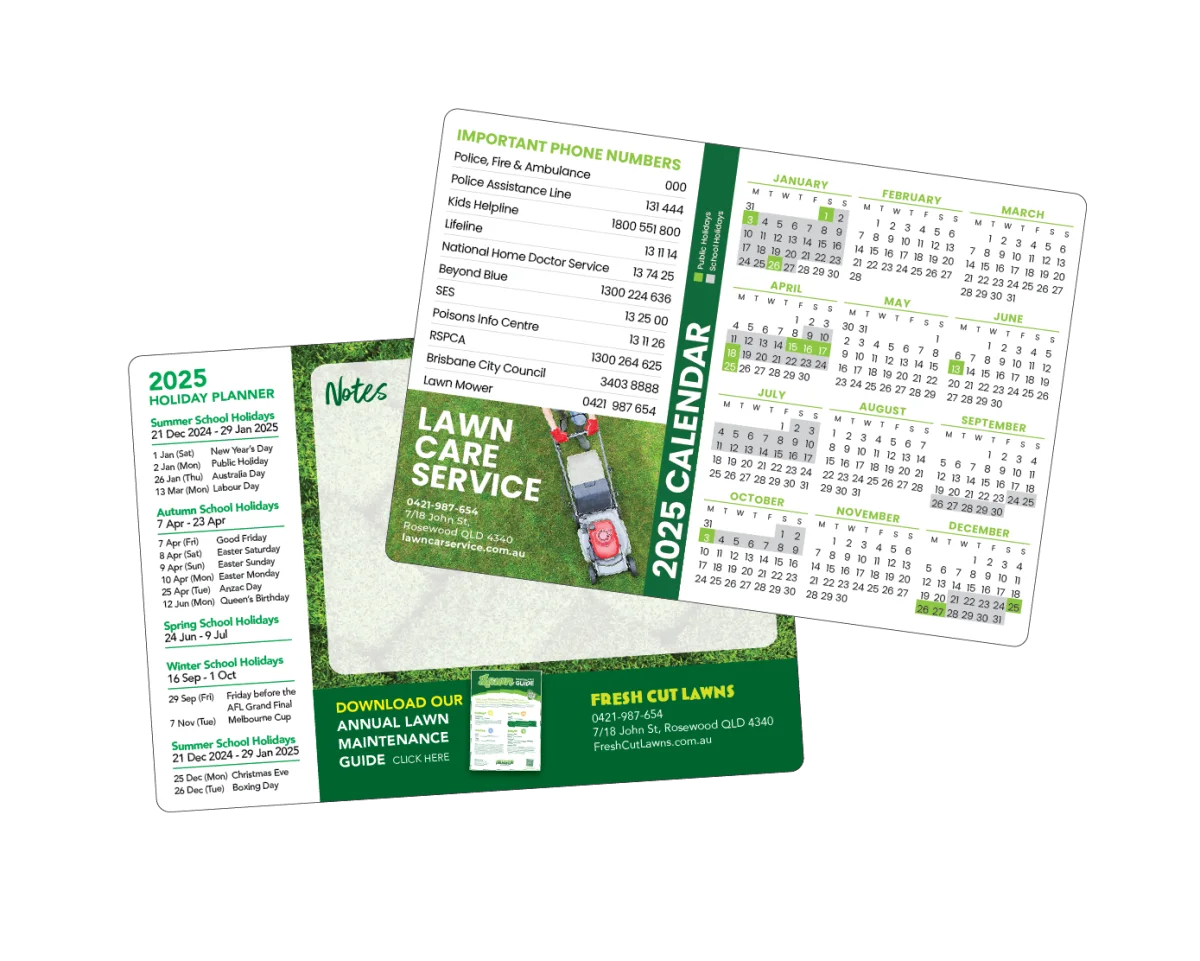 A5 — Fridge magnets for lawn mowing and garden services