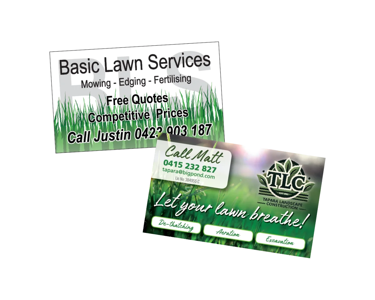 Business Card — Fridge magnets for lawn mowing and garden services