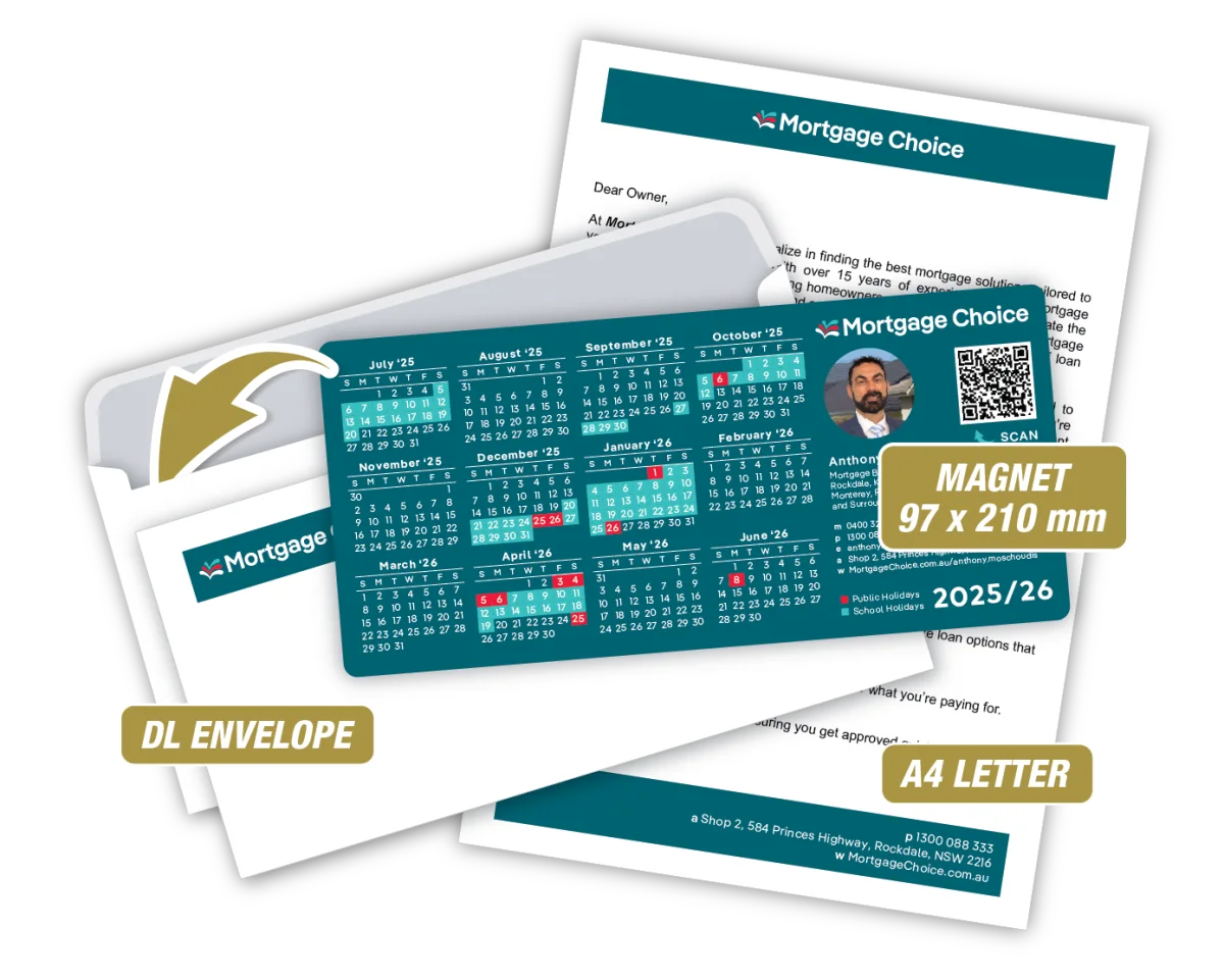 DL With Letter & Envelope — Fridge magnets for mortgage brokers