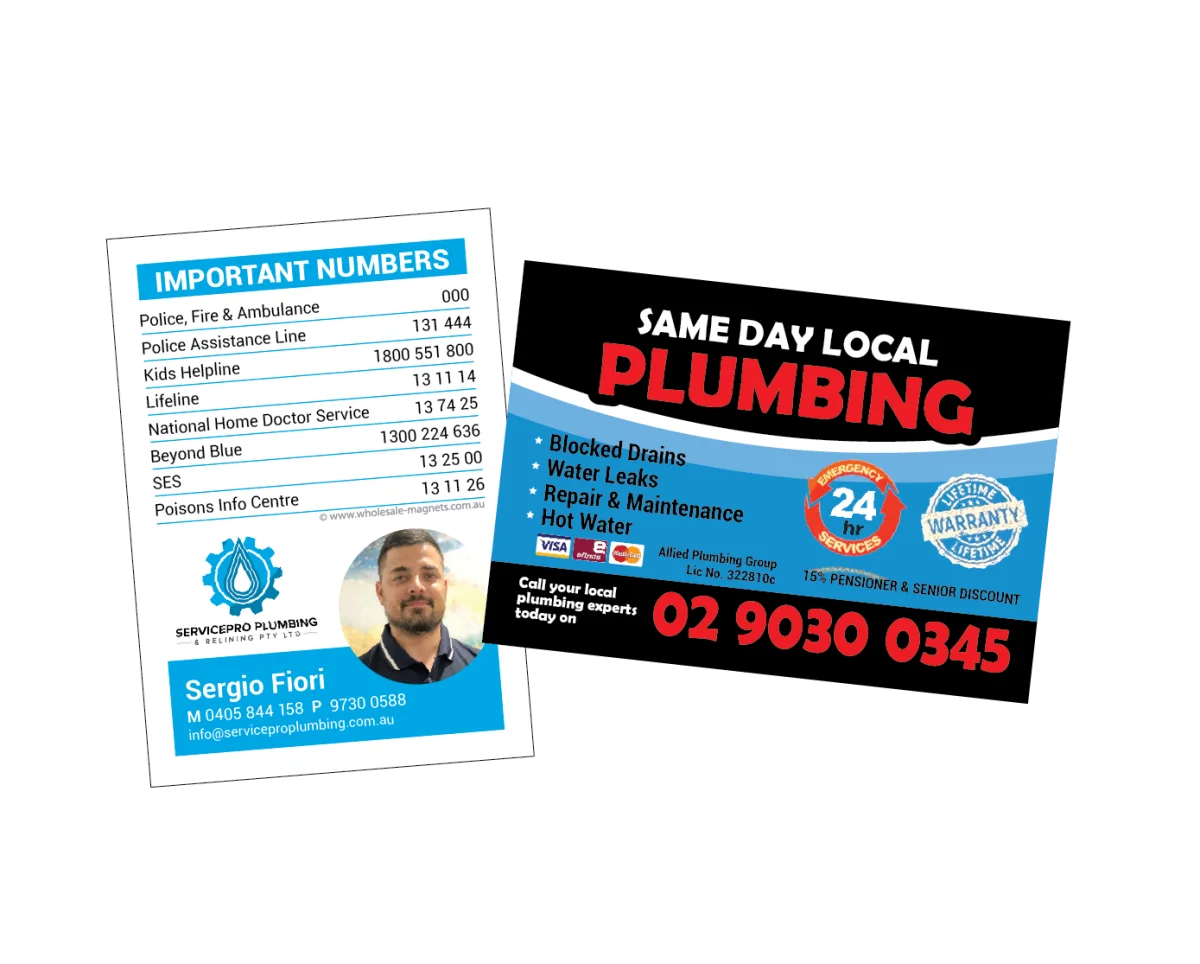 XXL Business Card — Fridge magnets for plumbers
