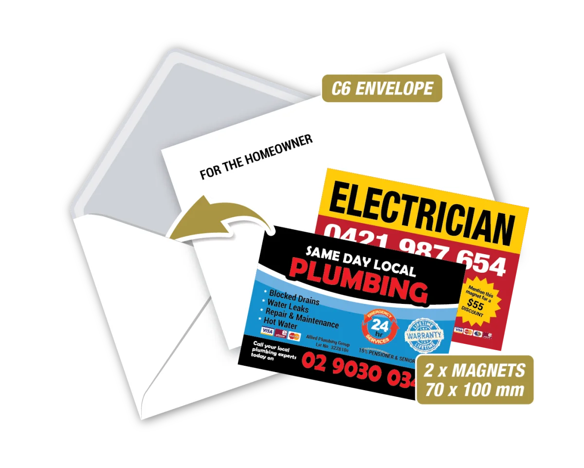 2 x A7 Magnets in Envelope — Fridge magnets for plumbers