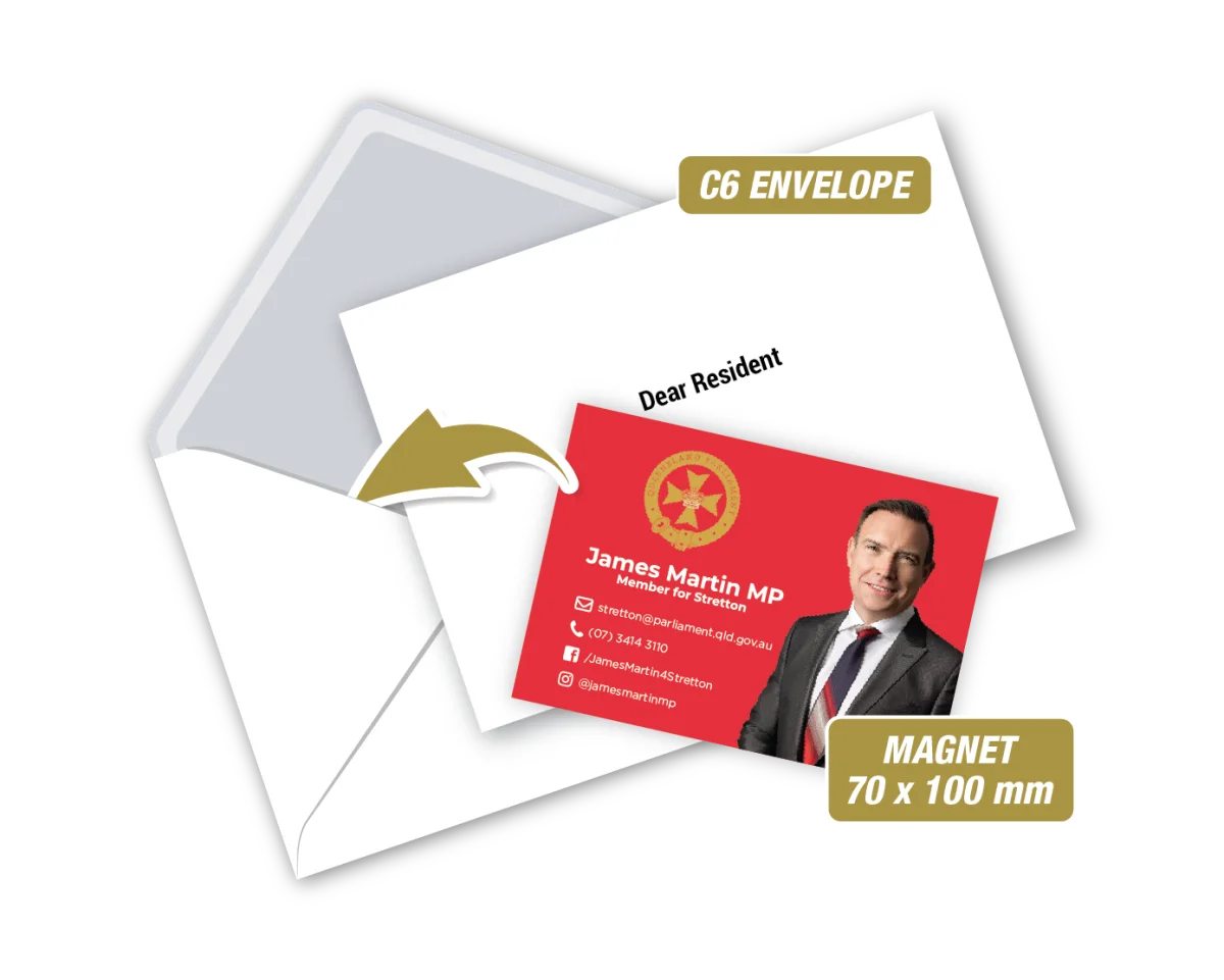 A7 Magnet With Envelope — Fridge magnets for politicians and campaigns