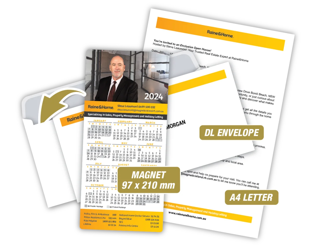 DL With Letter & Envelope — Fridge magnets for real estate agents