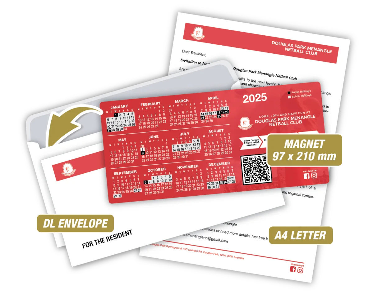 DL With Letter & Envelope — Fridge magnets for sports clubs