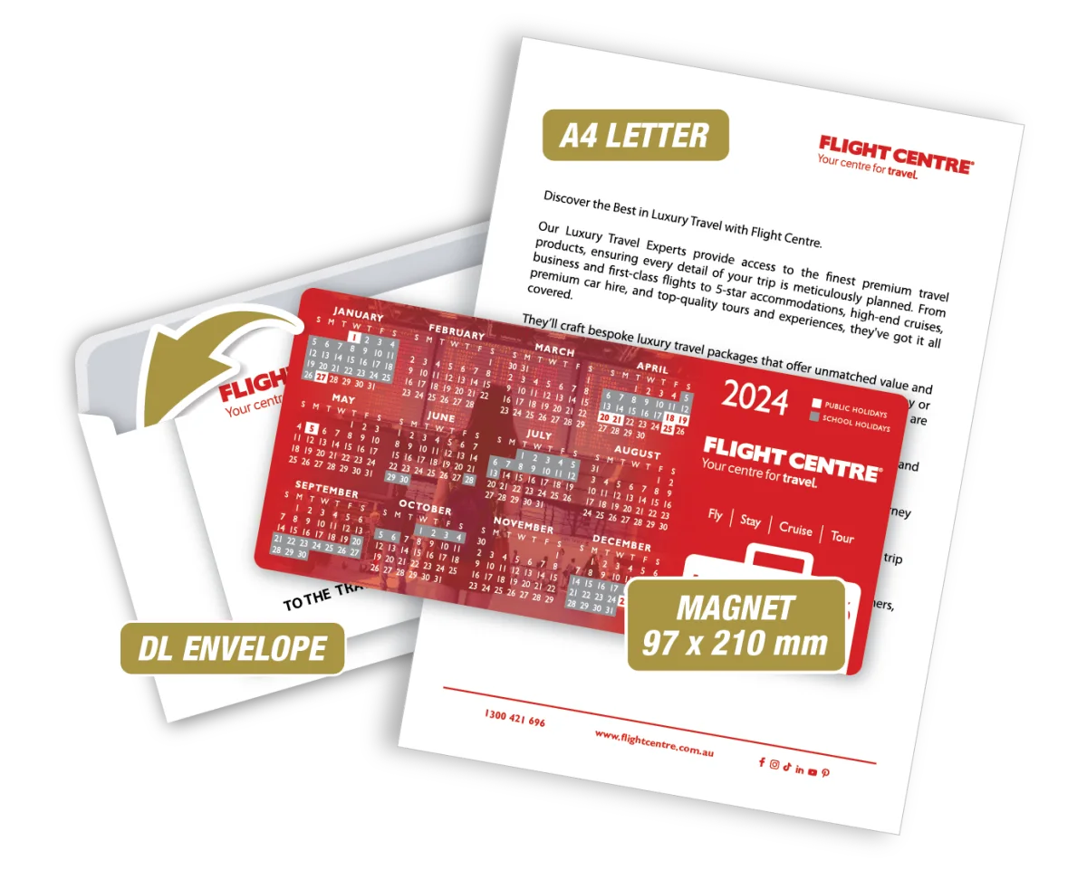 DL With Letter & Envelope — Fridge magnets for tourism operators